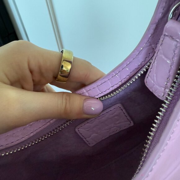 NWT Staud Top Handle Bag In Lilac Croco Embossed Leather Tortoise Shell Chain - Picture 9 of 9